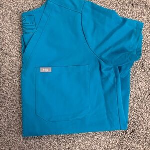 Figs Teal Scrub Top with Pocket